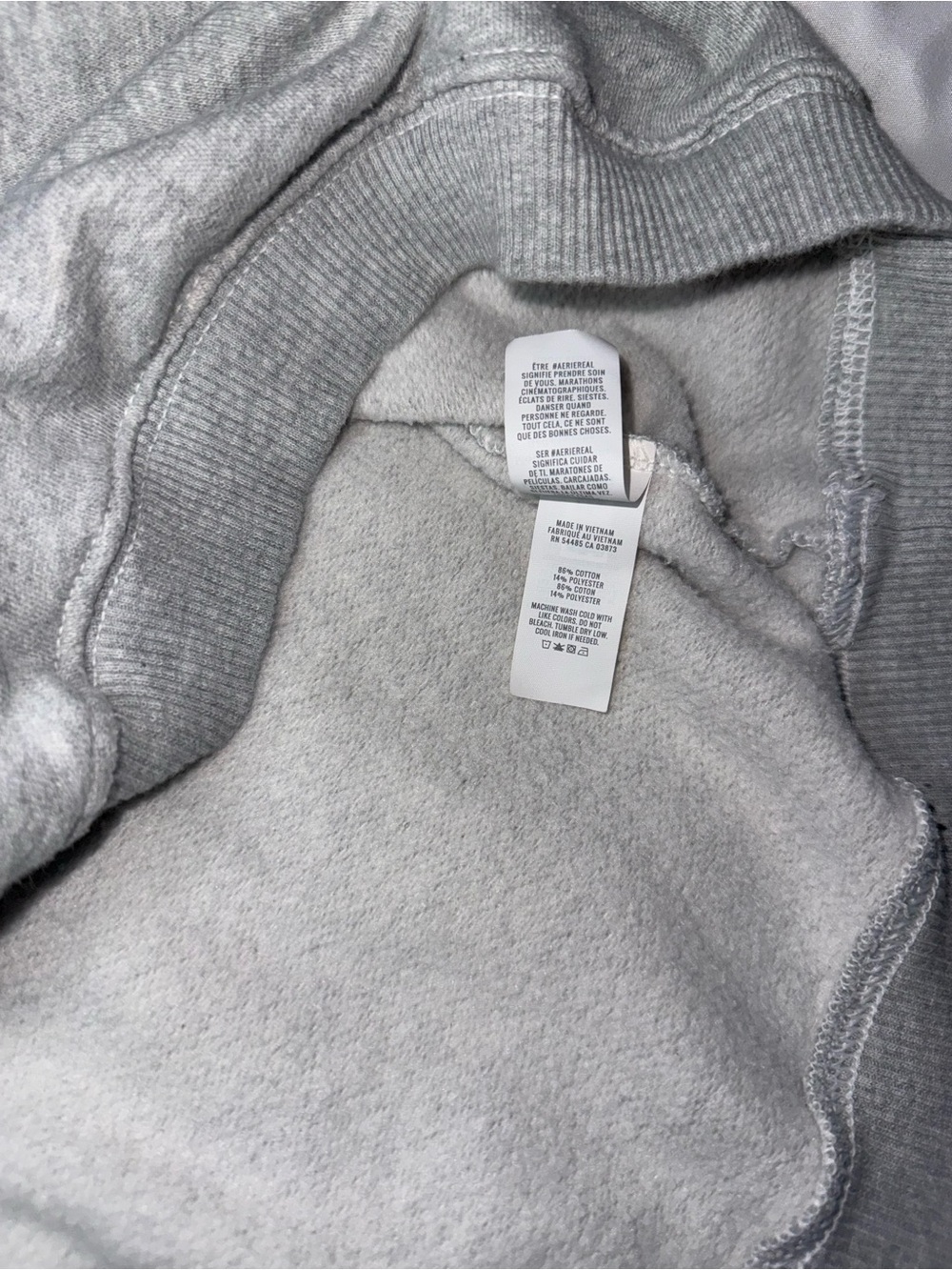 aerie Light Gray Waffle textured lined Collar Pullover oversized sweater - Picture 7 of 7